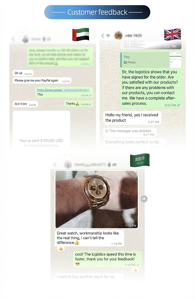 Customer feedback from several delivered orders